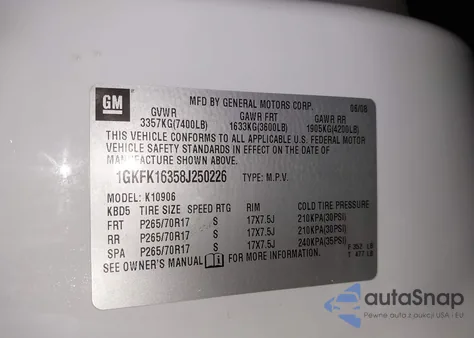2008 GMC Yukon Xl 1500 Slt z USA, uszkodzony, nr VIN 1GKFK16358J250226